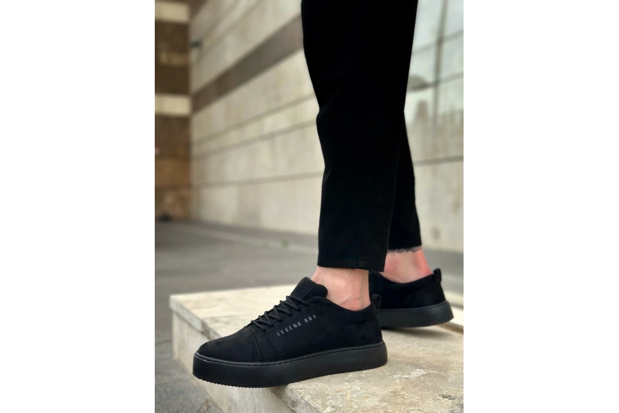 Shoecide Sb0104 Bağcıklı Siyah Süet Spor Klasik Erkek Ayakkabı