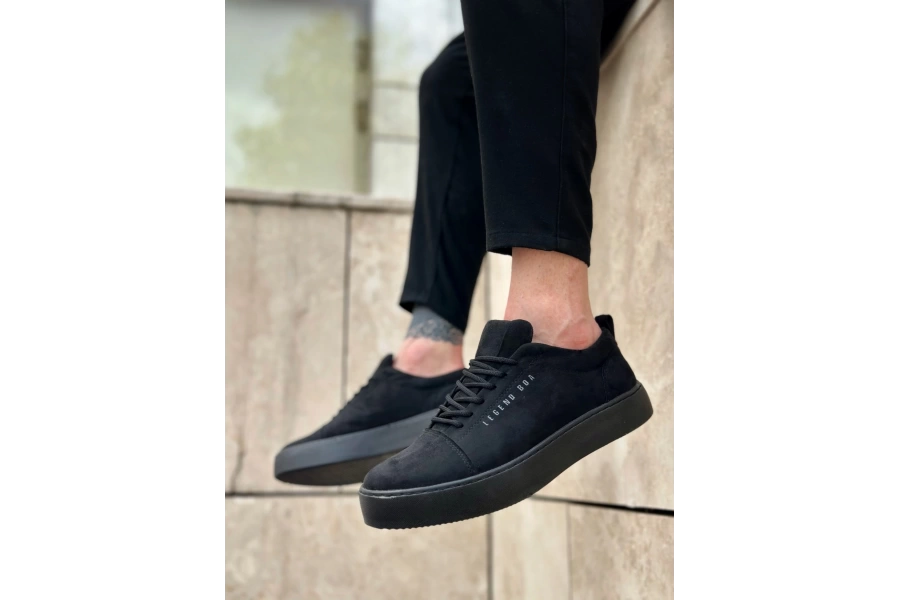Shoecide Sb0104 Bağcıklı Siyah Süet Spor Klasik Erkek Ayakkabı