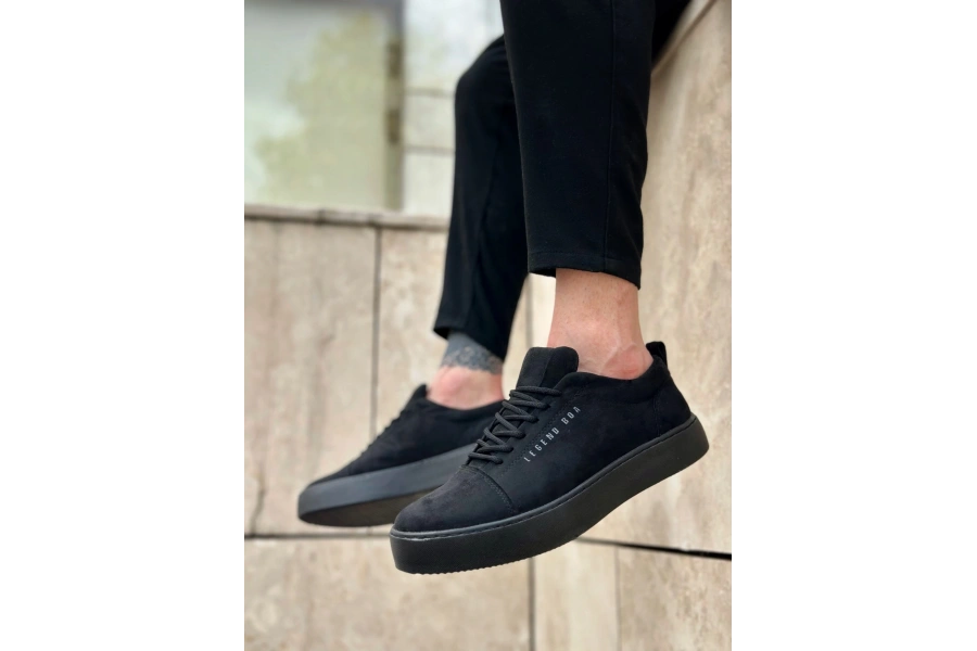 Shoecide Sb0104 Bağcıklı Siyah Süet Spor Klasik Erkek Ayakkabı