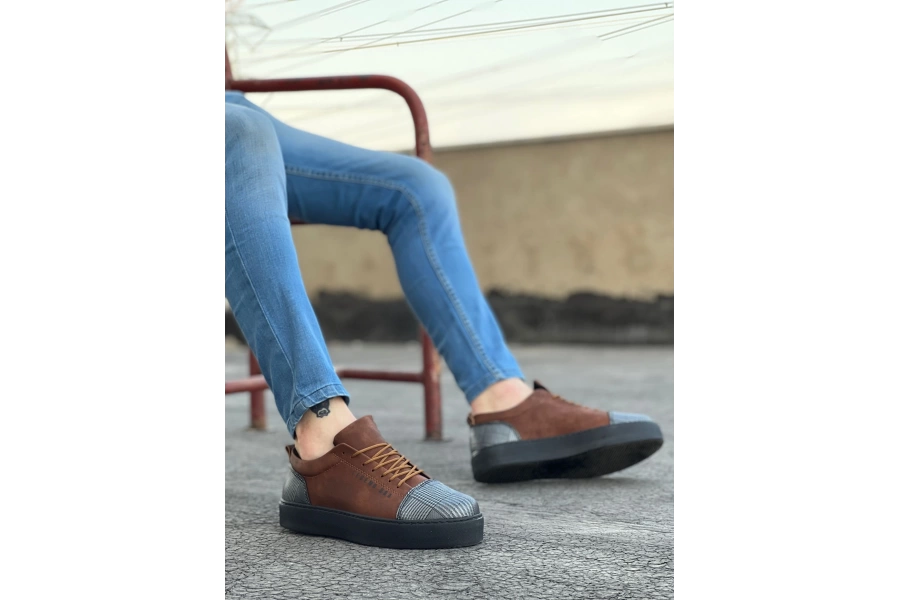 Shoecide Sb0104 Bağcıklı Taba Ekose Süet Siyah Taban Spor Klasik Erkek Ayakkabı