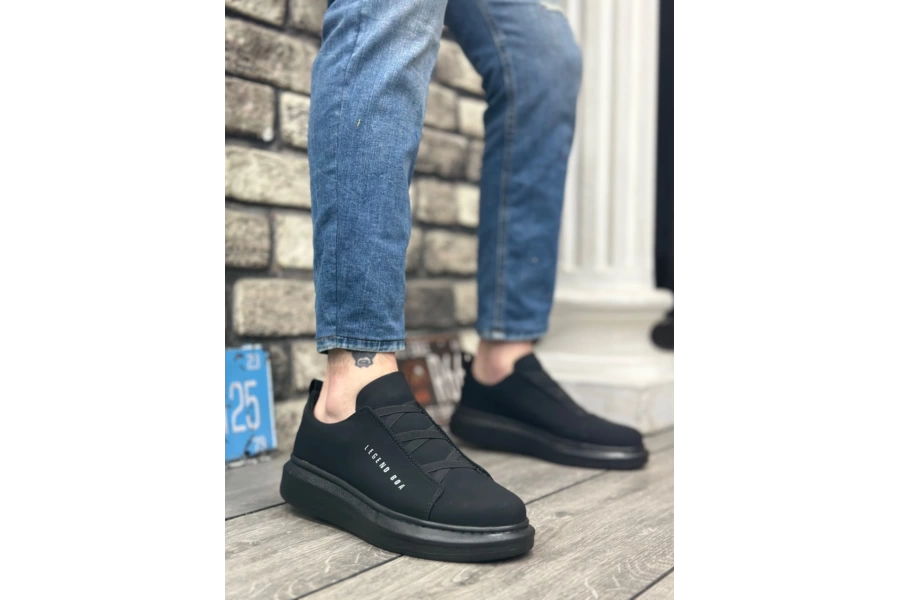 Shoecide Sb0134 Boa Kalın Yüksek Taban Çapraz Bant Siyah Erkek Ayakkabı