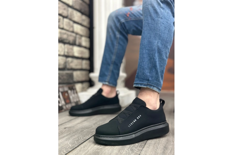 Shoecide Sb0134 Boa Kalın Yüksek Taban Çapraz Bant Siyah Erkek Ayakkabı