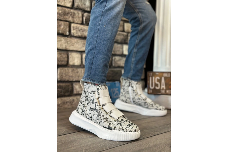 Shoecide Sb0142 Bantlı Erkek Yüksek Taban Gazete Spor Bot