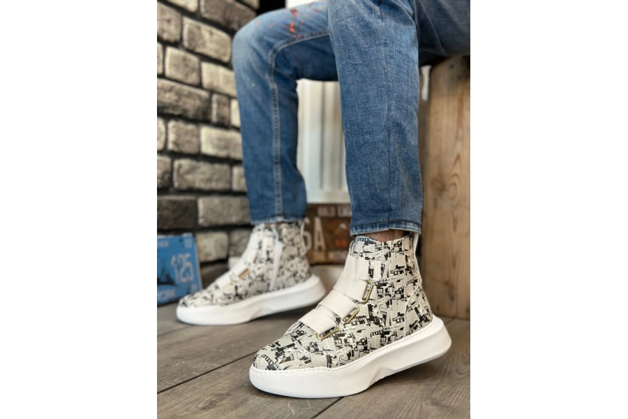 Shoecide Sb0142 Bantlı Erkek Yüksek Taban Gazete Spor Bot