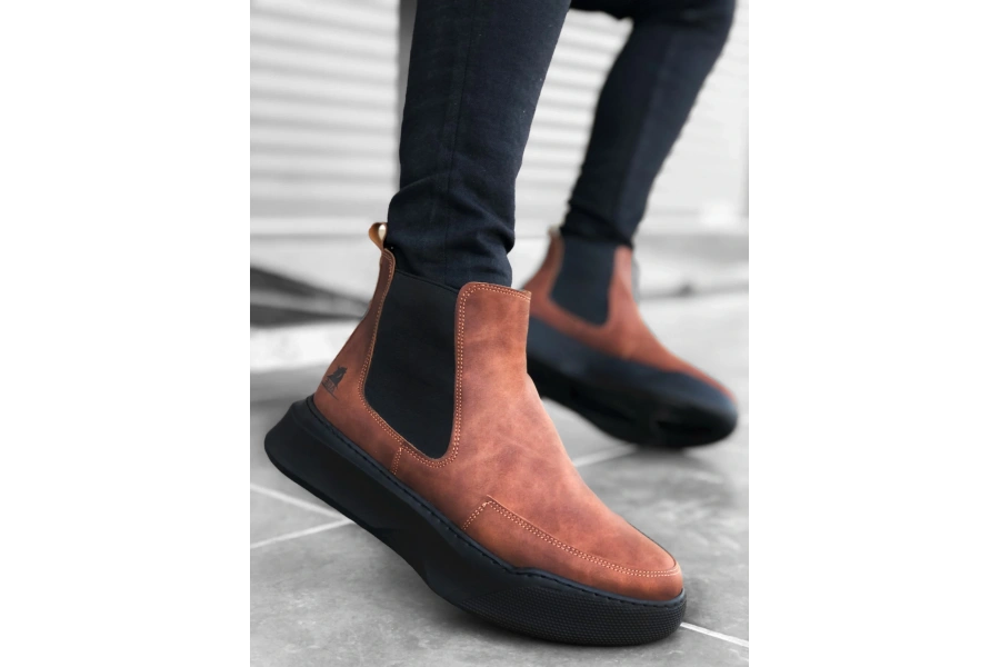 Shoecide Sb0150 Bağcıksız Bantlı Erkek Yüksek Taban Taba Spor Bot