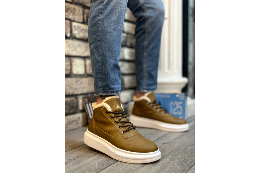 Shoecide Sb0151 İçi Kürklü Bağcıklı Vizon Erkek Tarz Spor Bot