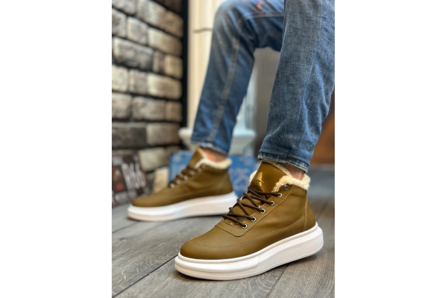 Shoecide Sb0151 İçi Kürklü Bağcıklı Vizon Erkek Tarz Spor Bot