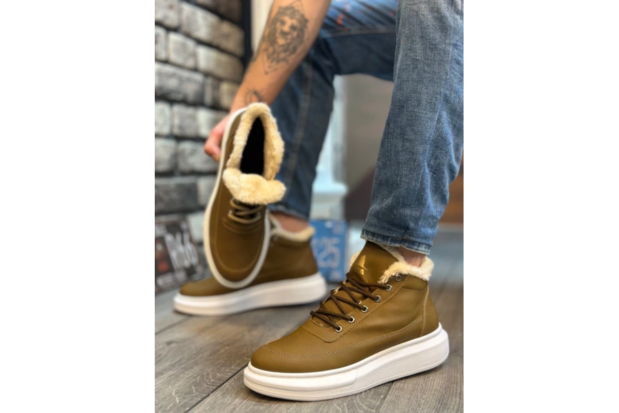 Shoecide Sb0151 İçi Kürklü Bağcıklı Vizon Erkek Tarz Spor Bot