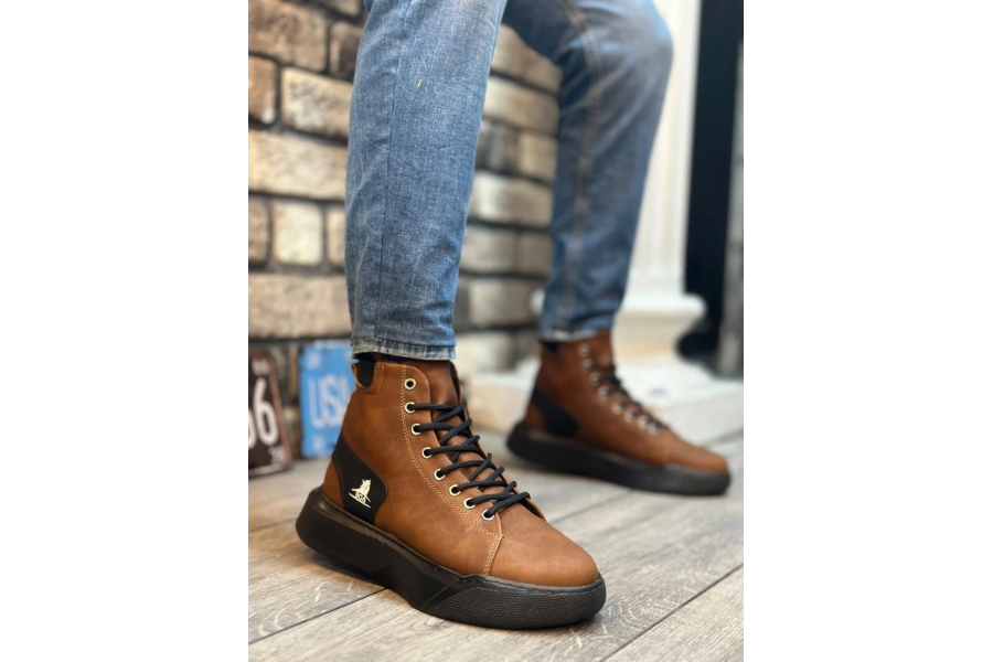 Shoecide Sb0155 Bağcıklı Erkek Yüksek Taban Taba Spor Bot