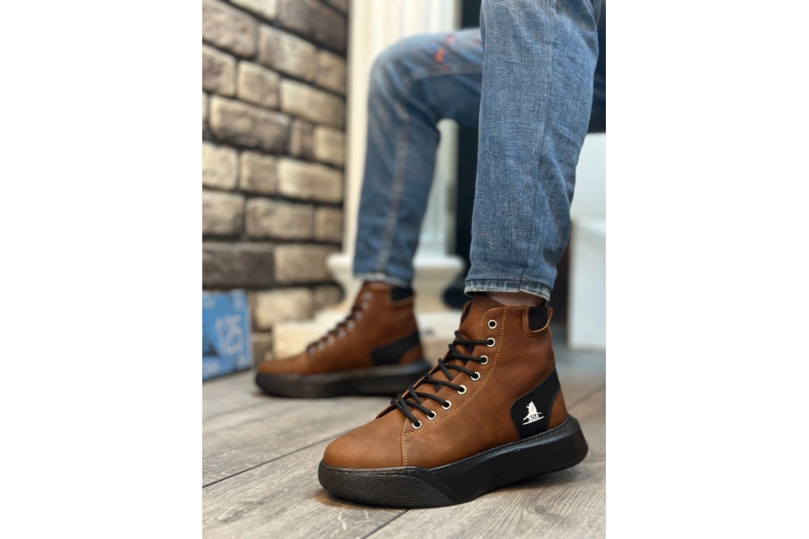 Shoecide Sb0155 Bağcıklı Erkek Yüksek Taban Taba Spor Bot