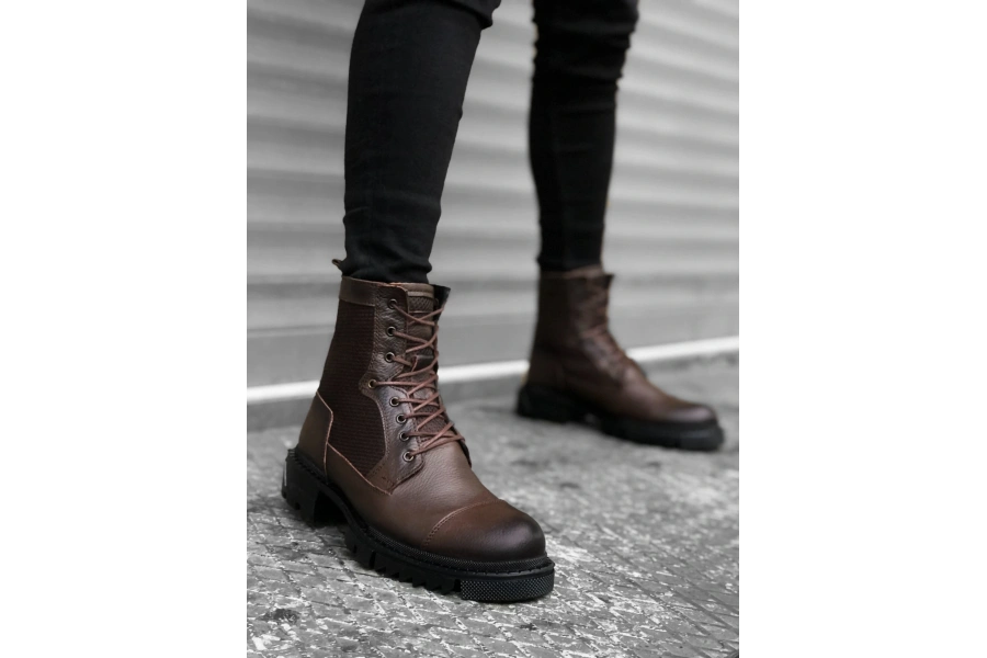 Shoecide Sb0183 İçi Dışı Hakiki Deri Kahverengi Erkek Postal Bot