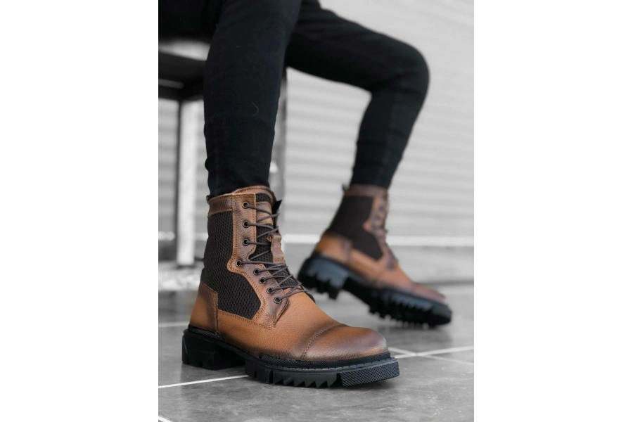 Shoecide Sb0183 İçi Dışı Hakiki Deri Taba Erkek Postal Bot