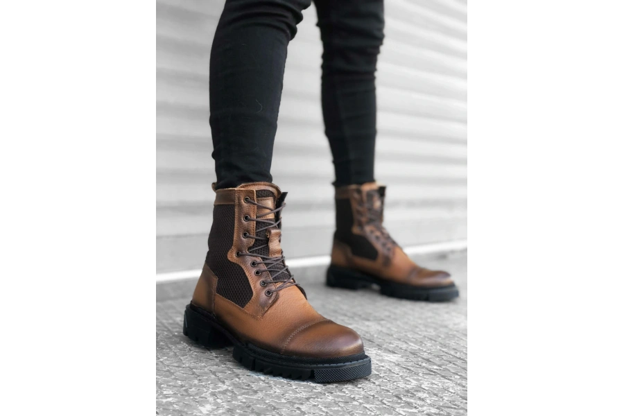 Shoecide Sb0183 İçi Dışı Hakiki Deri Taba Erkek Postal Bot