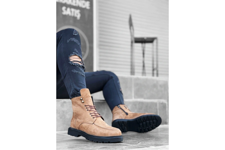 Shoecide Sb0212 İçi Dışı Hakiki Nubuk Deri Taba Erkek Bot