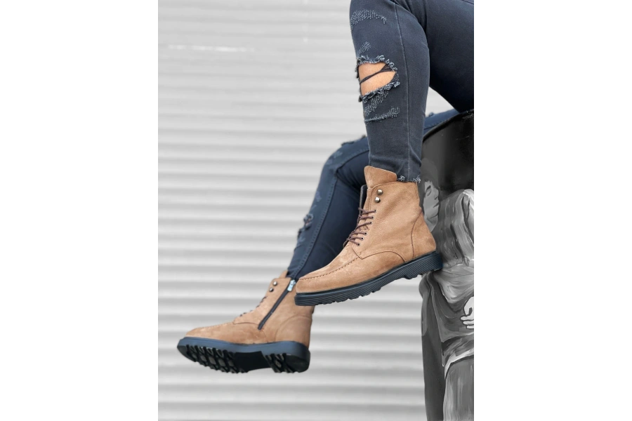 Shoecide Sb0212 İçi Dışı Hakiki Nubuk Deri Taba Erkek Bot