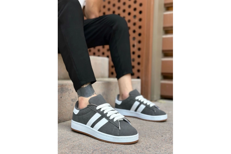 Shoecide Sb0235 Boa İki Çizgili Füme Erkek Günlük Ayakkabı