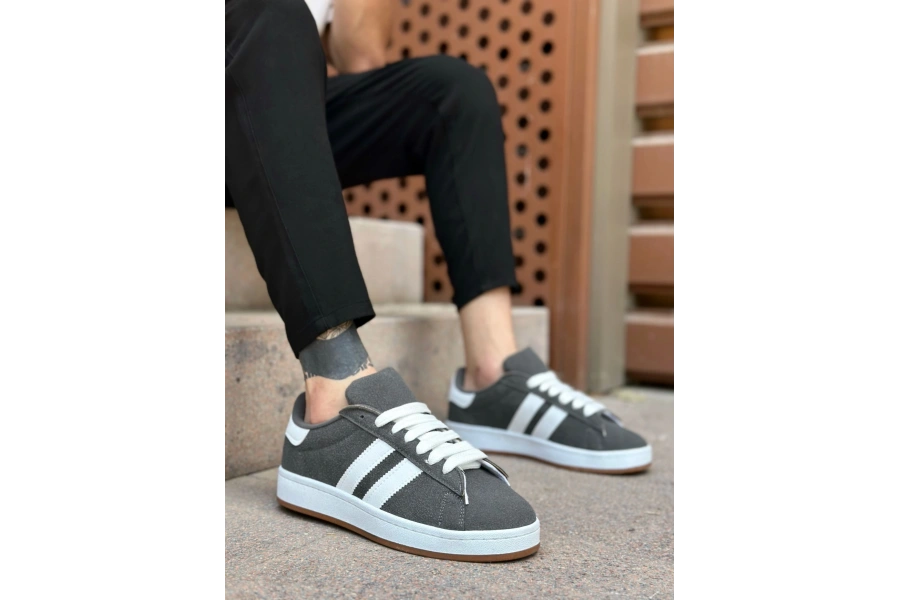 Shoecide Sb0235 Boa İki Çizgili Füme Erkek Günlük Ayakkabı