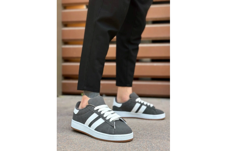 Shoecide Sb0235 Boa İki Çizgili Füme Erkek Günlük Ayakkabı