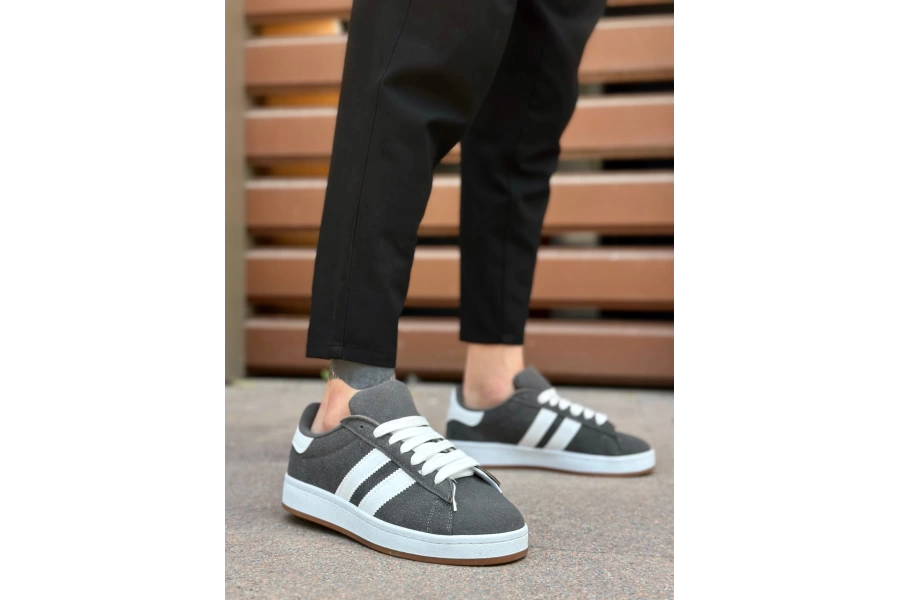 Shoecide Sb0235 Boa İki Çizgili Füme Erkek Günlük Ayakkabı
