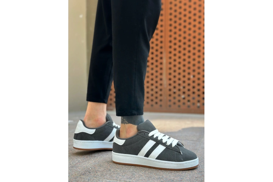 Shoecide Sb0235 Boa İki Çizgili Füme Erkek Günlük Ayakkabı