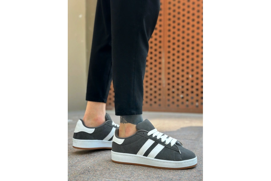 Shoecide Sb0235 Boa İki Çizgili Füme Erkek Günlük Ayakkabı