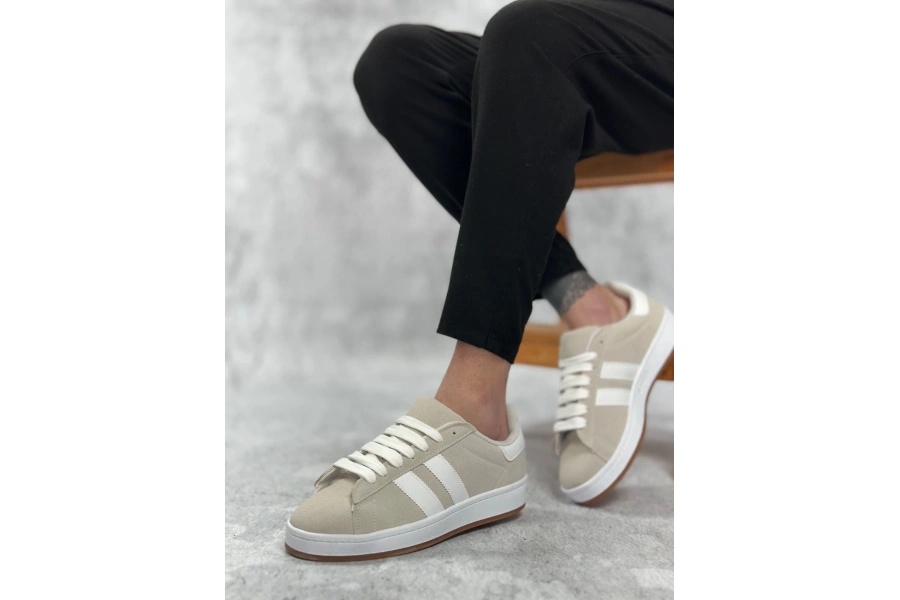 Shoecide Sb0235 Boa İki Çizgili Taş Gri Erkek Günlük Ayakkabı