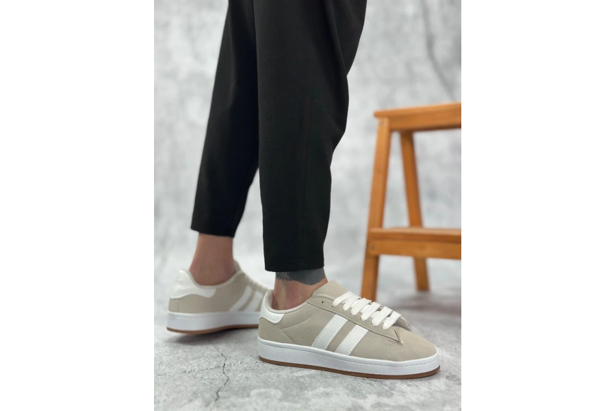 Shoecide Sb0235 Boa İki Çizgili Taş Gri Erkek Günlük Ayakkabı