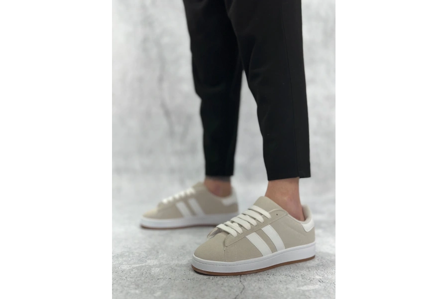 Shoecide Sb0235 Boa İki Çizgili Taş Gri Erkek Günlük Ayakkabı