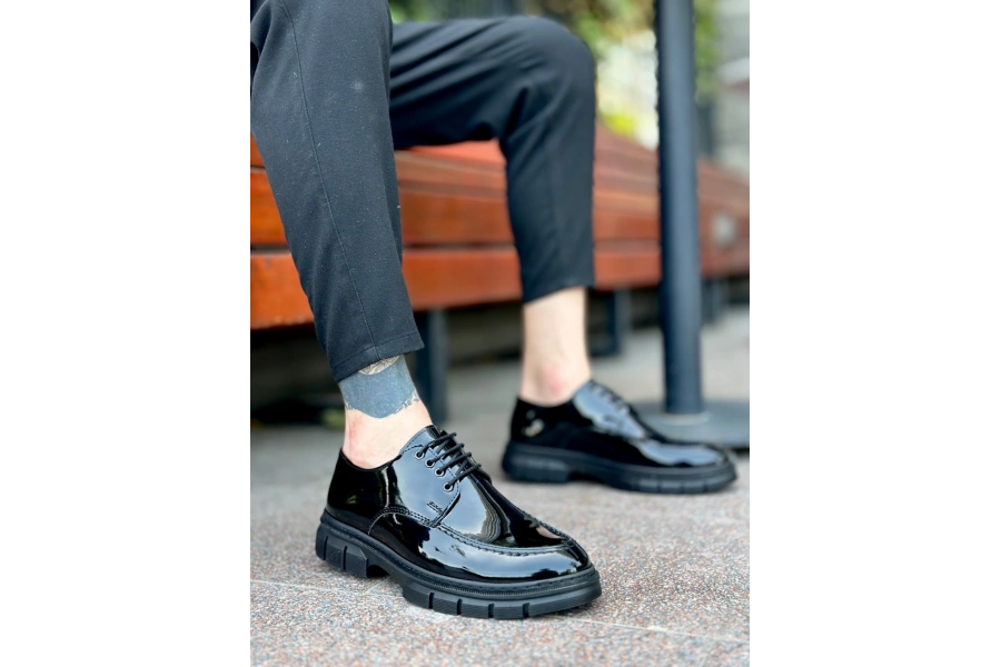 Shoecide Sb0237 Bağcıklı Rugan Klasik Yüksek Taban Casual Erkek Ayakkabı