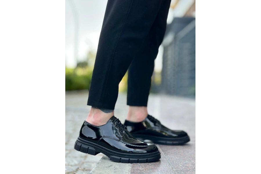 Shoecide Sb0237 Bağcıklı Rugan Klasik Yüksek Taban Casual Erkek Ayakkabı