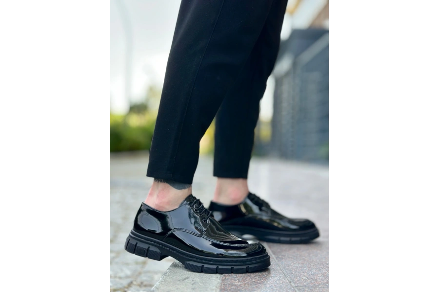 Shoecide Sb0237 Bağcıklı Rugan Klasik Yüksek Taban Casual Erkek Ayakkabı