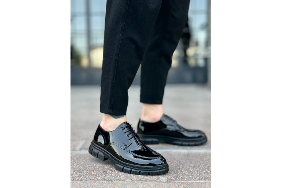 Shoecide Sb0237 Bağcıklı Rugan Klasik Yüksek Taban Casual Erkek Ayakkabı