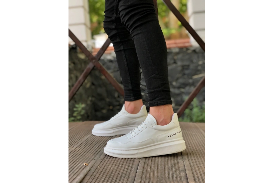 Shoecide Sb0238 Boa Yüksek Taban Beyaz Bağcıklı Erkek Ayakkabı
