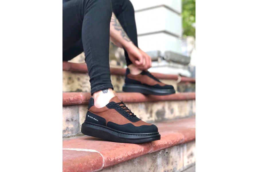 Shoecide Sb0238 Boa Yüksek Taban Taba Siyah Bağcıklı Erkek Ayakkabı