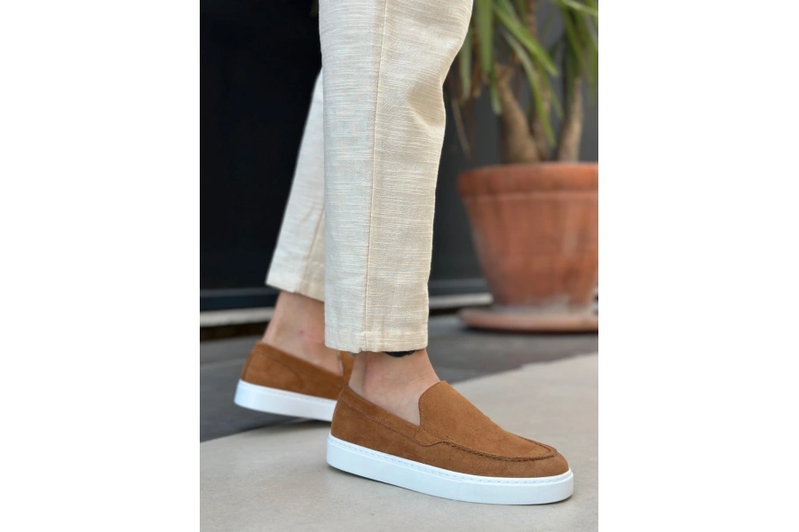 Shoecide Sb0241 Bağcıksız Yüksek Taban Taba Süet Erkek Ayakkabı