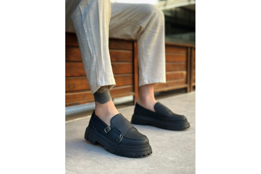 Shoecide Sb0242 Tokalı Klasik Yüksek Siyah Taban Erkek Ayakkabı