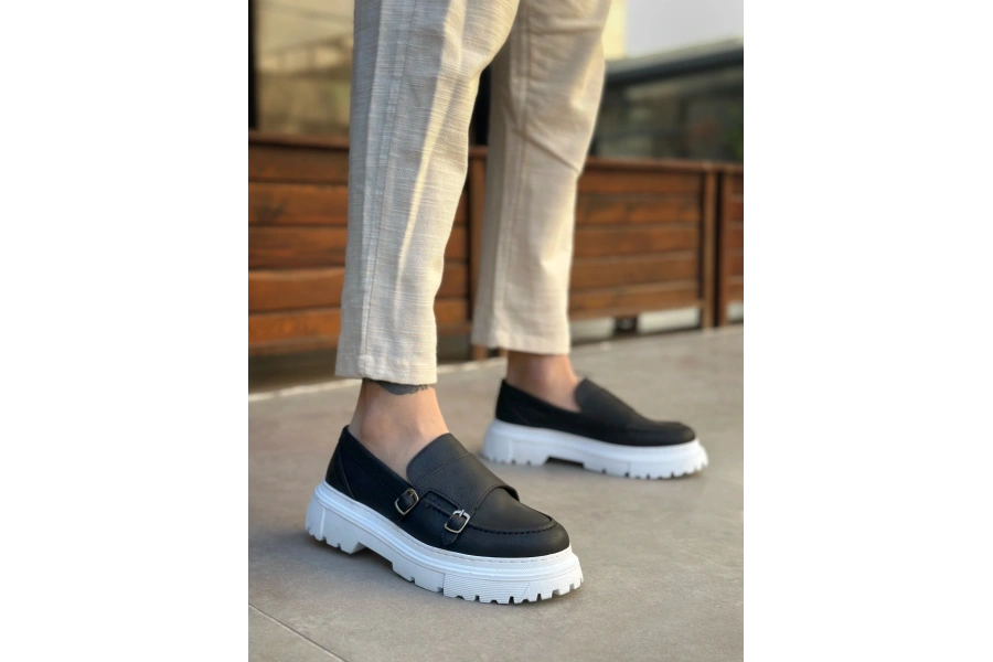 Shoecide Sb0242 Tokalı Klasik Yüksek Taban Siyah Erkek Ayakkabı