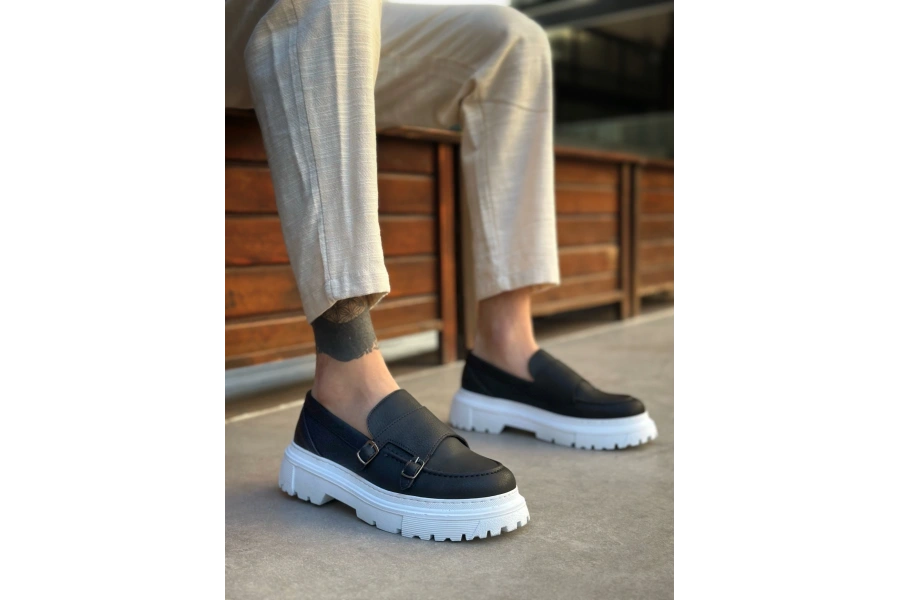 Shoecide Sb0242 Tokalı Klasik Yüksek Taban Siyah Erkek Ayakkabı