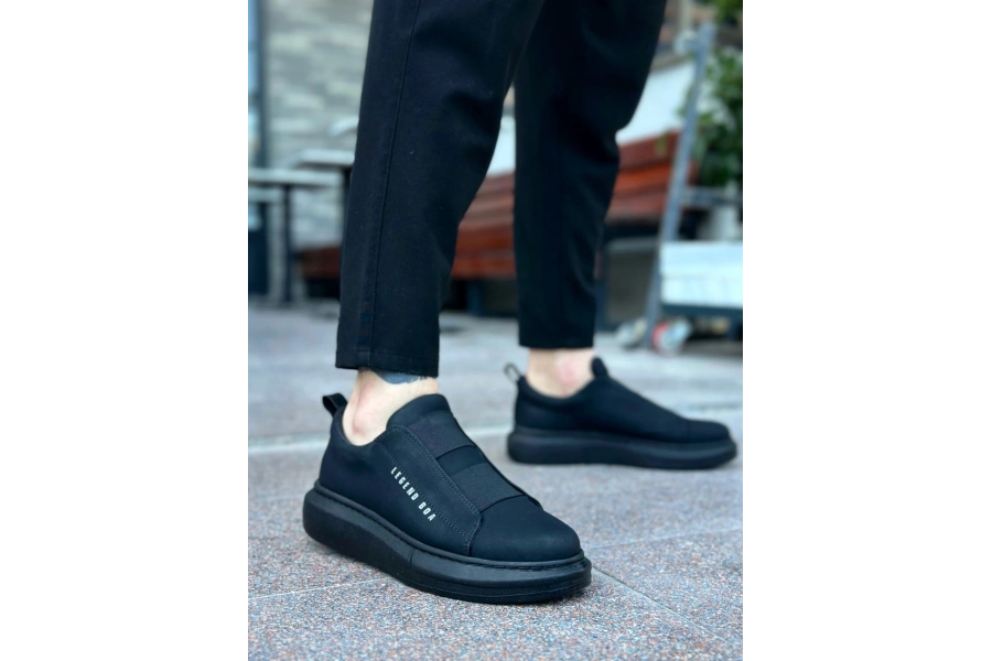 Shoecide Sb0307 Boa Kalın Yüksek Taban Çift Bant Siyah Erkek Ayakkabı