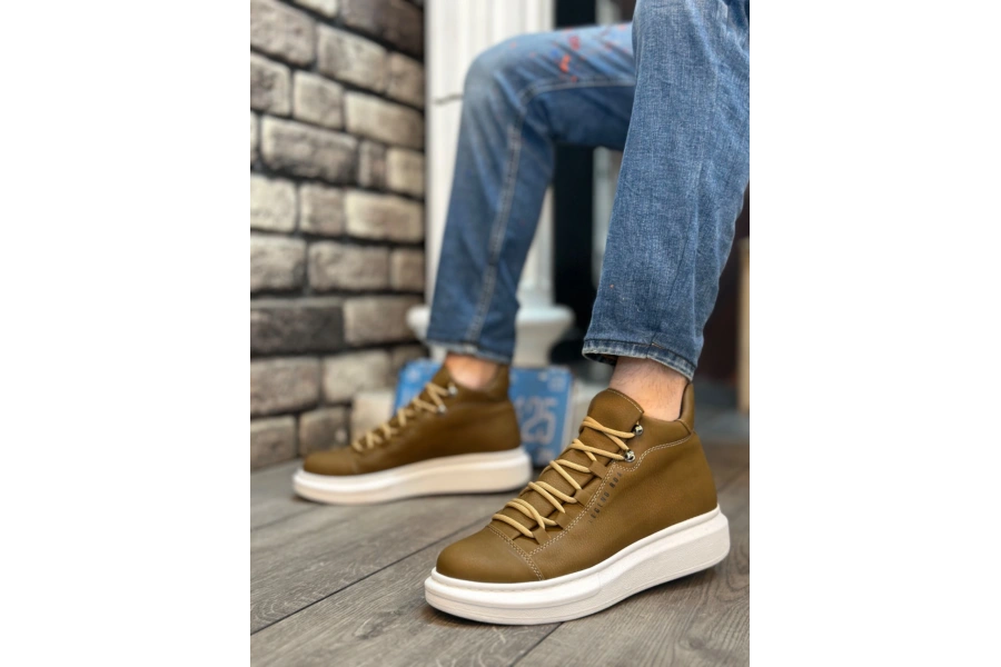 Shoecide Sb0312 Bağcıklı Vizon Yüksek Taban Erkek Tarz Spor Bot