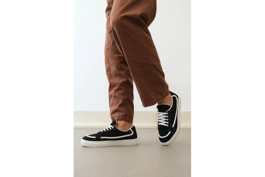 Shoecide Sb0351 Boa Bağcıklı Deri Tozu Günlük Siyah Renk Spor Ayakkabı