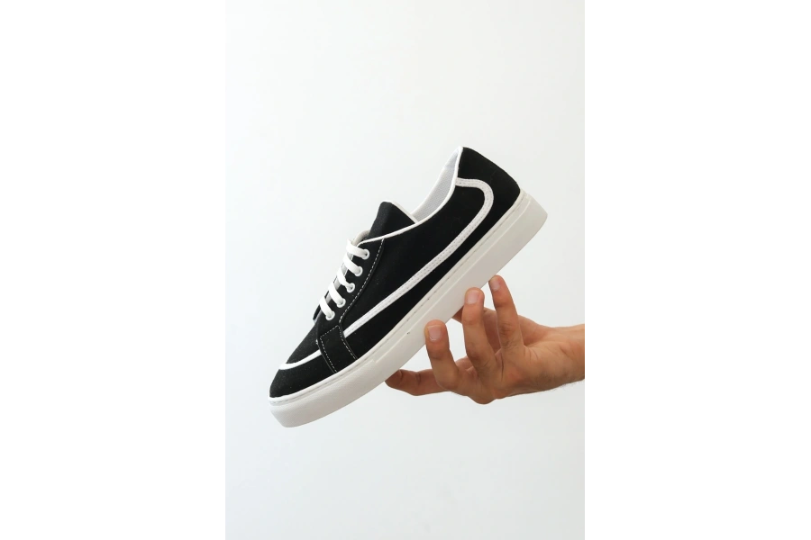 Shoecide Sb0351 Boa Bağcıklı Deri Tozu Günlük Siyah Renk Spor Ayakkabı