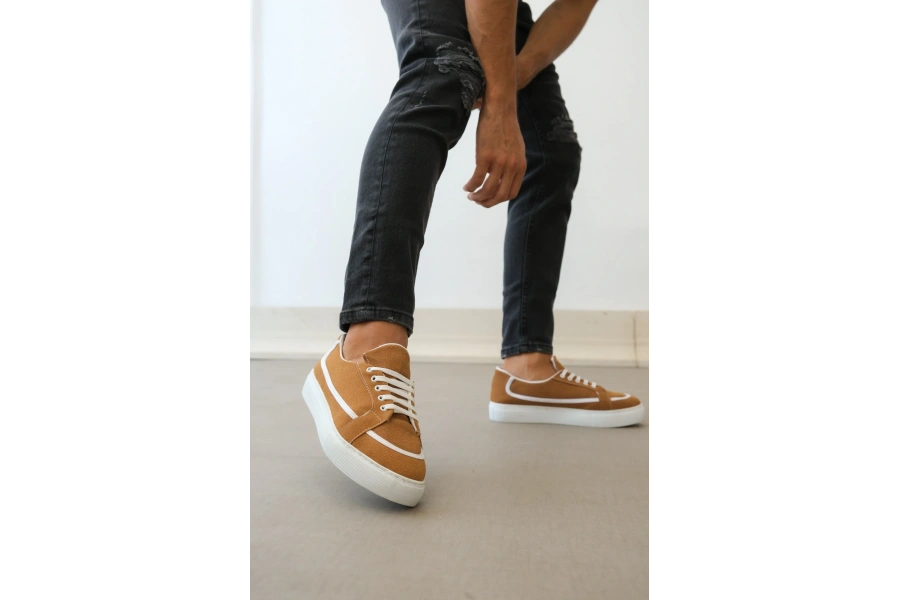 Shoecide Sb0351 Boa Bağcıklı Deri Tozu Günlük Taba Renk Spor Ayakkabı