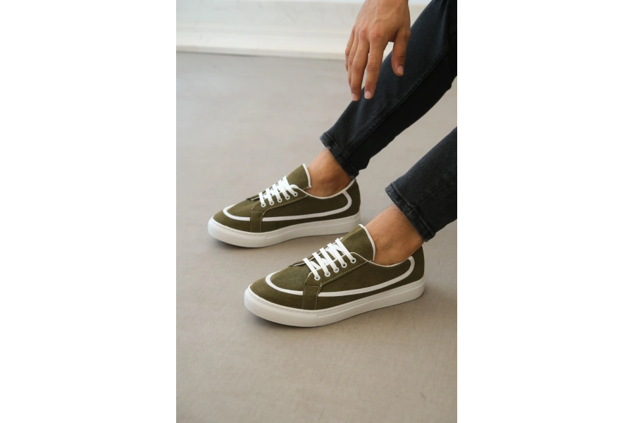 Shoecide Sb0351 Boa Bağcıklı Deri Tozu Günlük Yeşil Renk Spor Ayakkabı