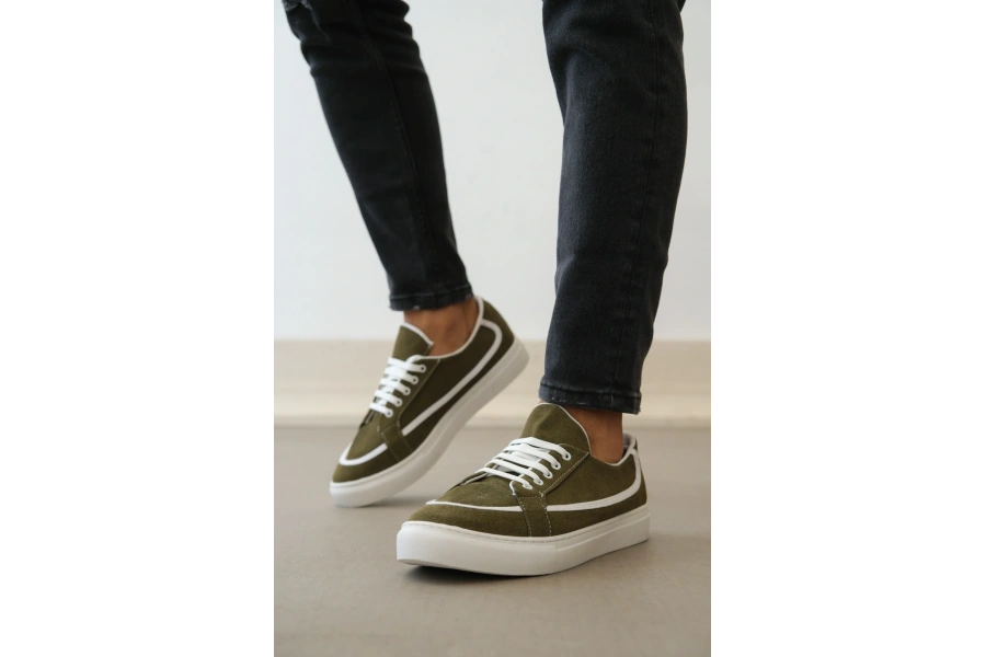 Shoecide Sb0351 Boa Bağcıklı Deri Tozu Günlük Yeşil Renk Spor Ayakkabı