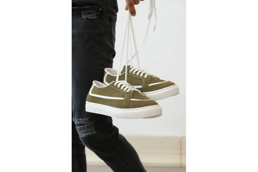 Shoecide Sb0351 Boa Bağcıklı Deri Tozu Günlük Yeşil Renk Spor Ayakkabı