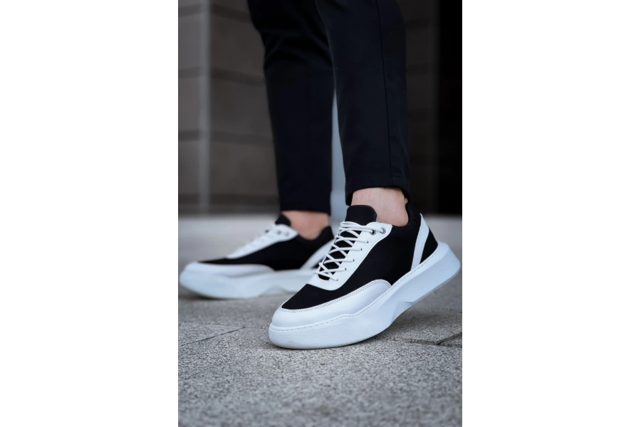 Shoecide Sb0354 Günlük  Bağcıklı Erkek Beyaz Parçalı  Beyaz Yüksek Taban Spor Ayakkabı