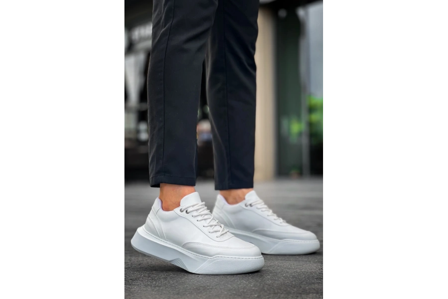 Shoecide Sb0354 Günlük  Bağcıklı Erkek Yüksek Taban Beyaz Spor Ayakkabı