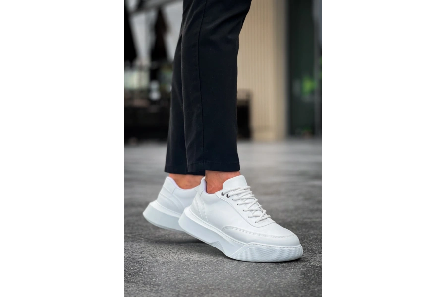 Shoecide Sb0354 Günlük  Bağcıklı Erkek Yüksek Taban Beyaz Spor Ayakkabı