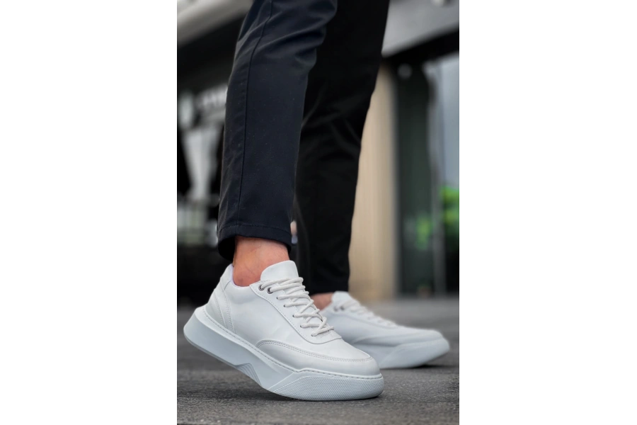 Shoecide Sb0354 Günlük  Bağcıklı Erkek Yüksek Taban Beyaz Spor Ayakkabı